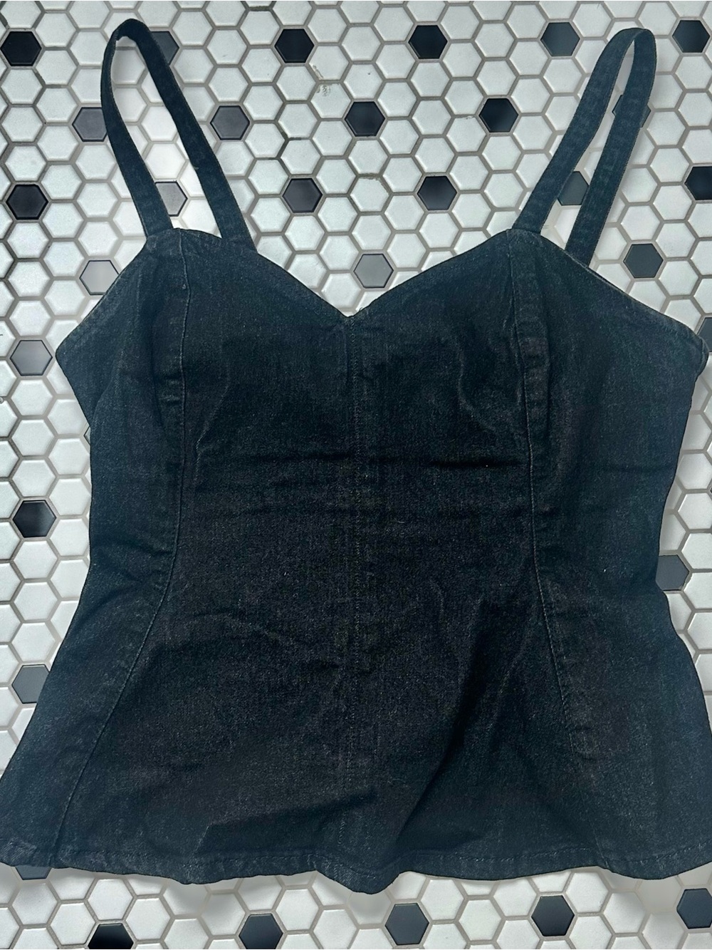 Black Denim Cami Western Boho Cotton Y2K Top